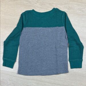 Cat & Jack Long Sleeve Waffle Knot Thermal Shirt in Green and Gray 5T